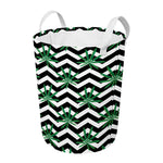 Zigzag Weed Pattern Print Round Laundry Basket