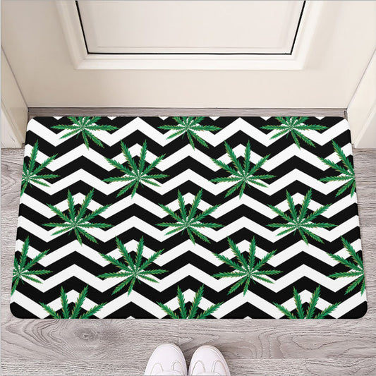 Zigzag Weed Pattern Print Rubber Doormat