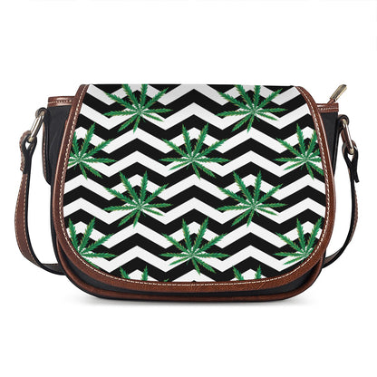 Zigzag Weed Pattern Print Saddle Bag