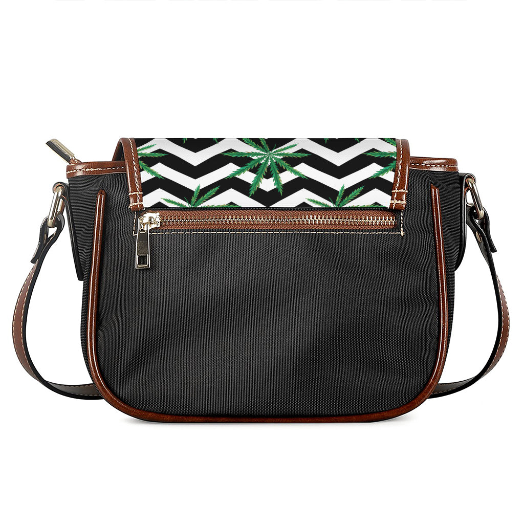 Zigzag Weed Pattern Print Saddle Bag