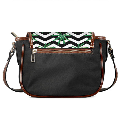 Zigzag Weed Pattern Print Saddle Bag