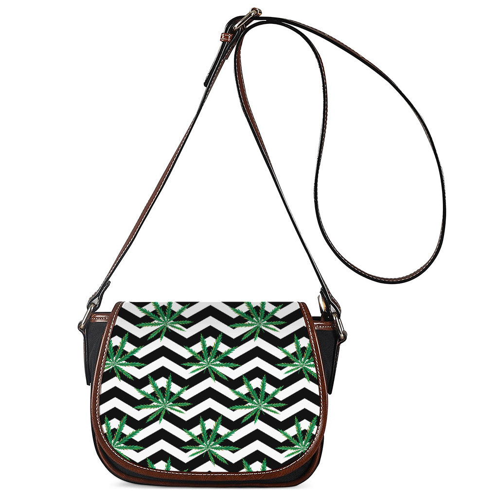 Zigzag Weed Pattern Print Saddle Bag