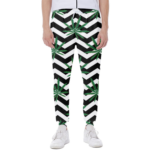 Zigzag Weed Pattern Print Scuba Joggers