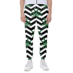 Zigzag Weed Pattern Print Scuba Joggers