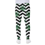 Zigzag Weed Pattern Print Scuba Joggers