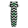 Zigzag Weed Pattern Print Short Sleeve Long Nightdress