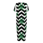Zigzag Weed Pattern Print Short Sleeve Long Nightdress