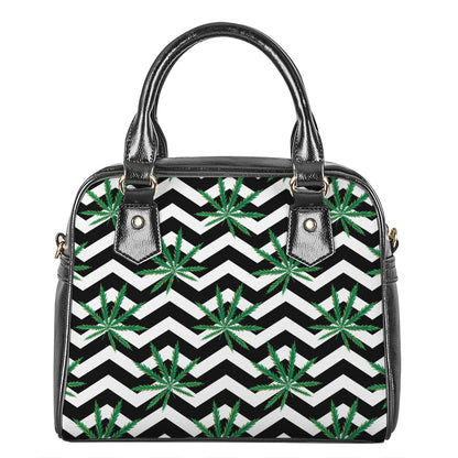 Zigzag Weed Pattern Print Shoulder Handbag