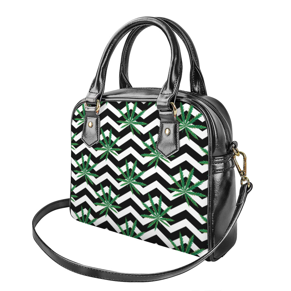 Zigzag Weed Pattern Print Shoulder Handbag