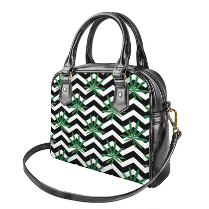 Zigzag Weed Pattern Print Shoulder Handbag
