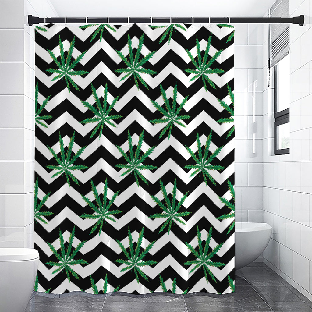 Zigzag Weed Pattern Print Shower Curtain