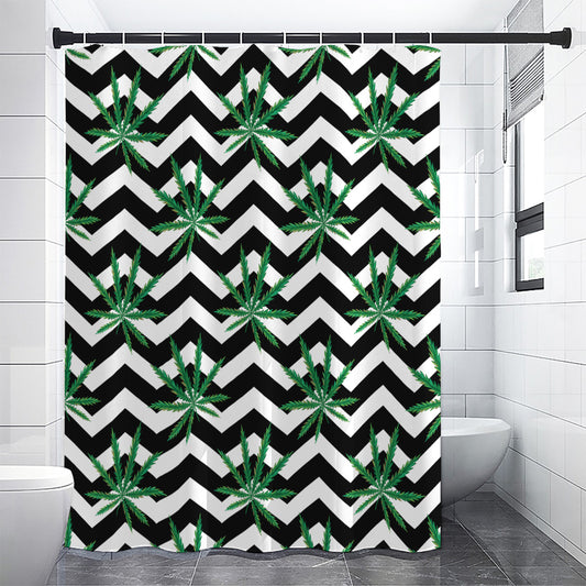 Zigzag Weed Pattern Print Shower Curtain
