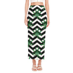Zigzag Weed Pattern Print Side Slit Maxi Skirt