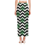 Zigzag Weed Pattern Print Side Slit Maxi Skirt