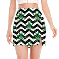 Zigzag Weed Pattern Print Side Slit Mini Skirt