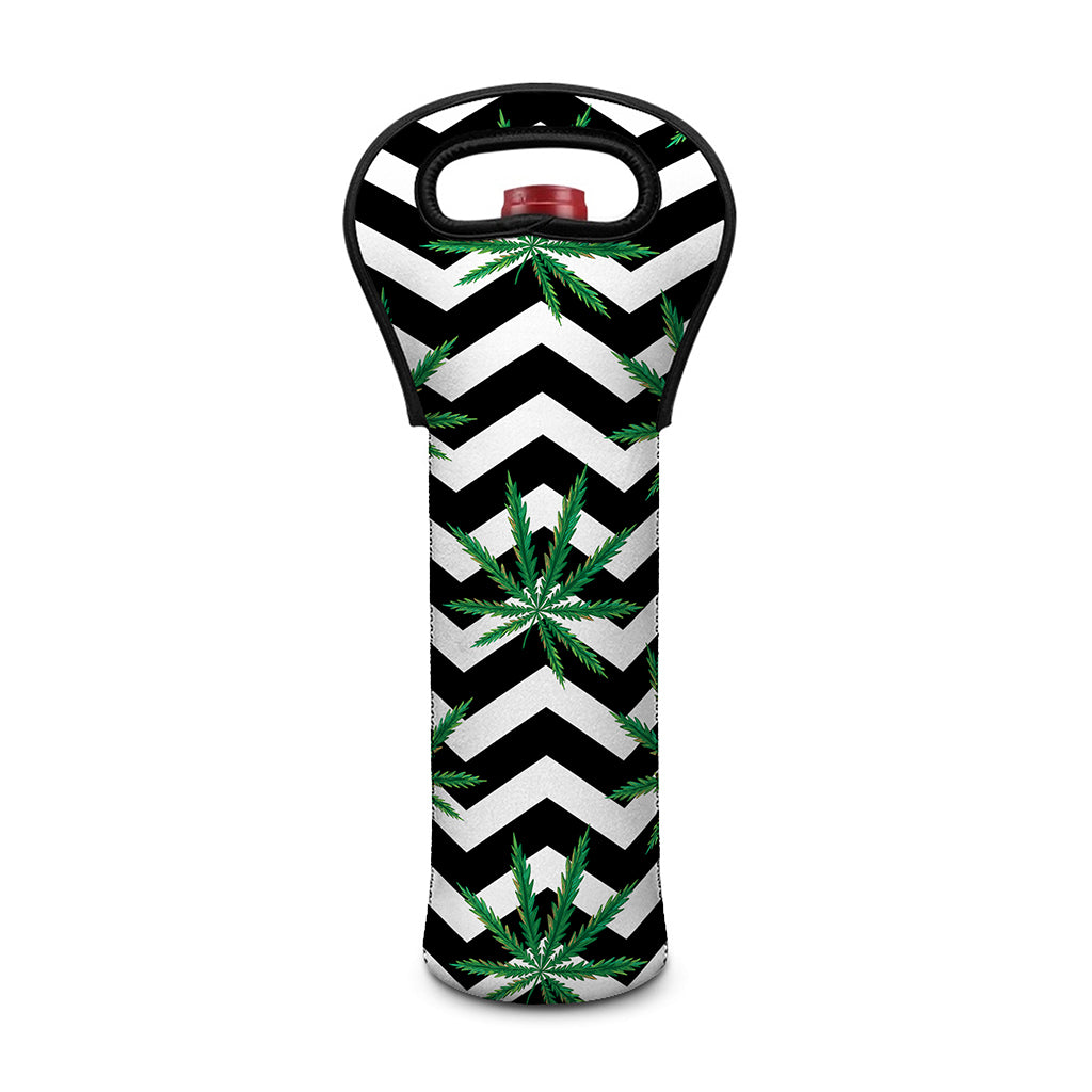 Zigzag Weed Pattern Print Single Neoprene Wine Tote
