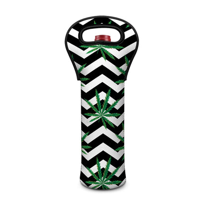 Zigzag Weed Pattern Print Single Neoprene Wine Tote