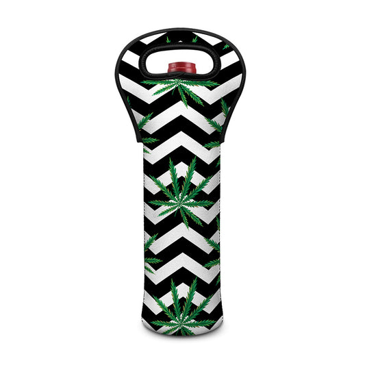 Zigzag Weed Pattern Print Single Neoprene Wine Tote