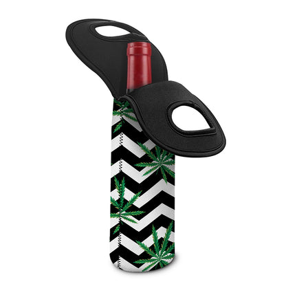 Zigzag Weed Pattern Print Single Neoprene Wine Tote