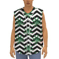 Zigzag Weed Pattern Print Sleeveless Baseball Jersey