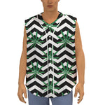 Zigzag Weed Pattern Print Sleeveless Baseball Jersey
