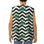 Zigzag Weed Pattern Print Sleeveless Baseball Jersey