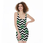 Zigzag Weed Pattern Print Sleeveless Bodycon Dress