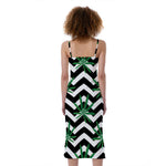 Zigzag Weed Pattern Print Slim Fit Midi Cami Dress