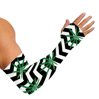 Zigzag Weed Pattern Print Sun Protection Arm Sleeves