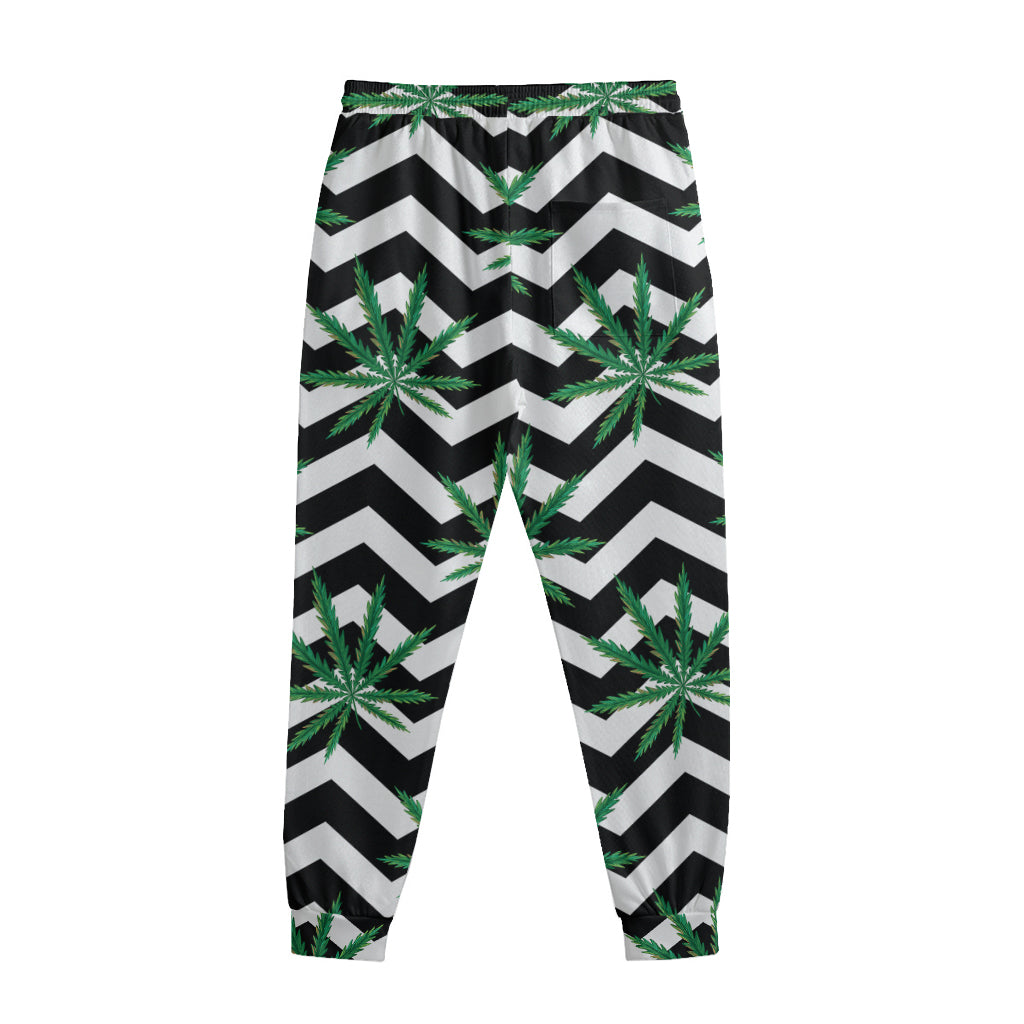 Zigzag Weed Pattern Print Sweatpants
