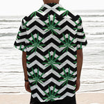 Zigzag Weed Pattern Print Textured Short Sleeve Shirt