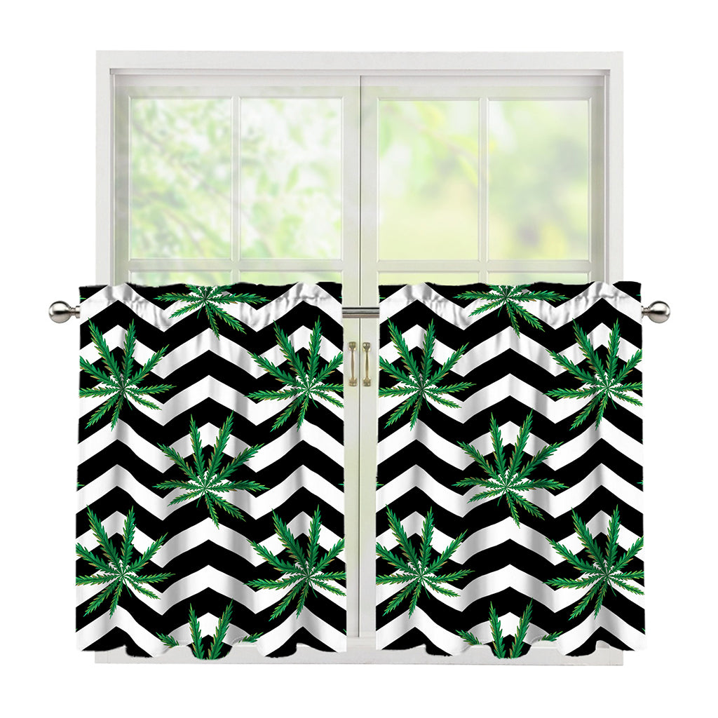 Zigzag Weed Pattern Print Tier Curtains