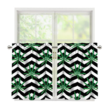 Zigzag Weed Pattern Print Tier Curtains