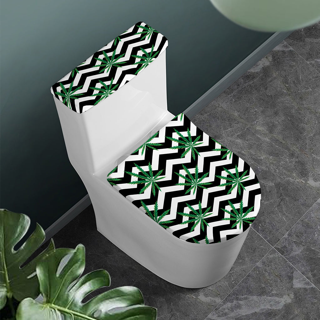 Zigzag Weed Pattern Print Toilet Lid And Tank Cover Set