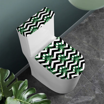 Zigzag Weed Pattern Print Toilet Lid And Tank Cover Set