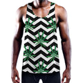 Zigzag Weed Pattern Print Men's Workout Tank Top
