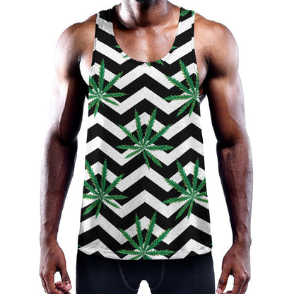 Zigzag Weed Pattern Print Training Tank Top