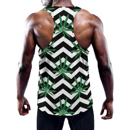 Zigzag Weed Pattern Print Training Tank Top