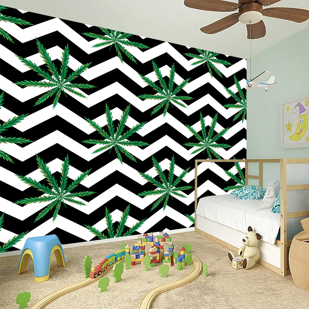 Zigzag Weed Pattern Print Wall Sticker