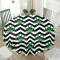 Zigzag Weed Pattern Print Waterproof Round Tablecloth