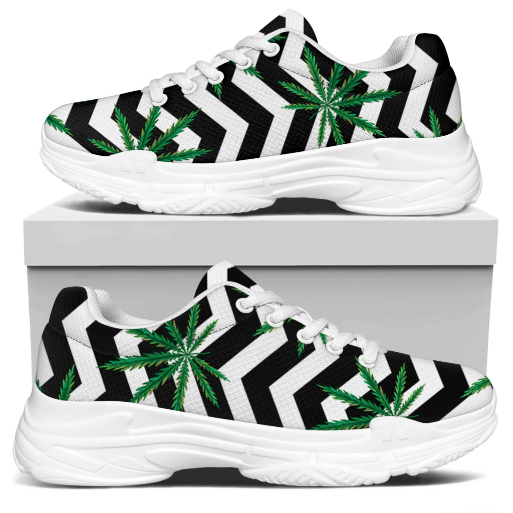 Zigzag Weed Pattern Print White Chunky Shoes