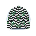 Zigzag Weed Pattern Print White Mesh Trucker Cap