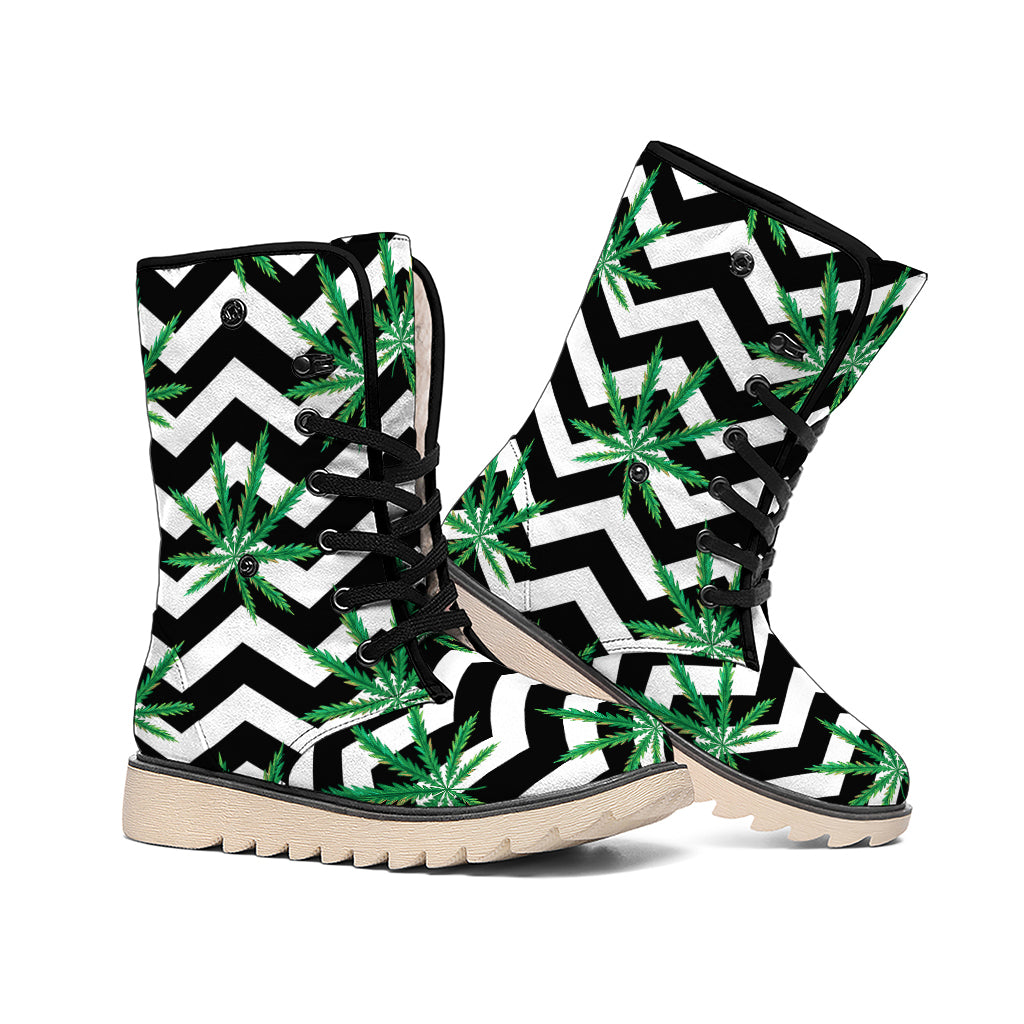 Zigzag Weed Pattern Print Winter Boots