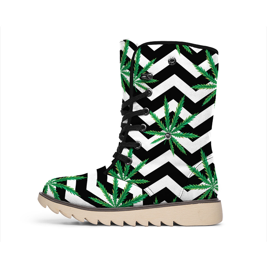 Zigzag Weed Pattern Print Winter Boots