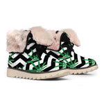 Zigzag Weed Pattern Print Winter Boots