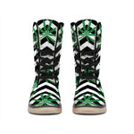 Zigzag Weed Pattern Print Winter Boots