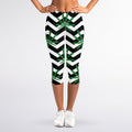 Zigzag Weed Pattern Print Women's Capri Leggings