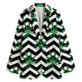 Zigzag Weed Pattern Print Women's Cotton Blazer