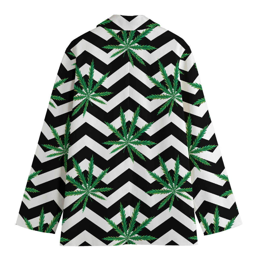 Zigzag Weed Pattern Print Women's Cotton Blazer