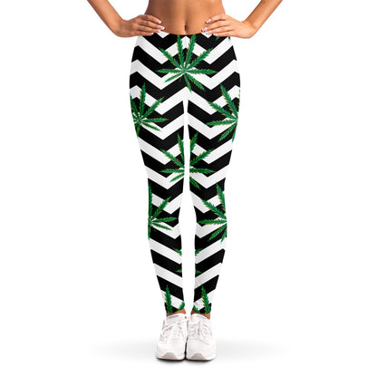 Zigzag Weed Pattern Print Women's Leggings